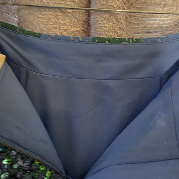 Maeve Shimmering Sequin Pencil Skirt in Blue Plaid - Picture 7 of 8